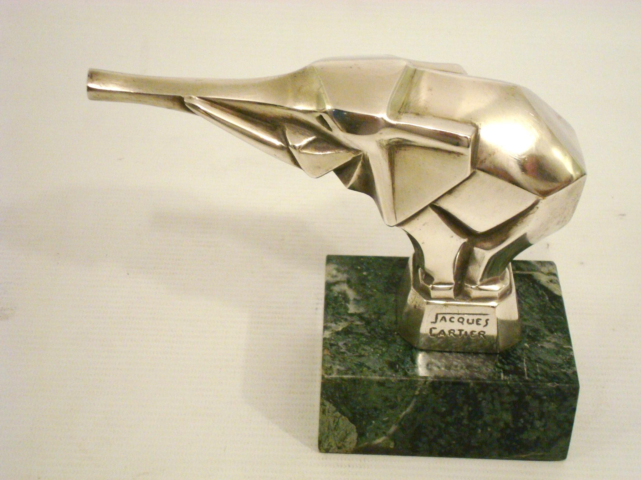 Jacques Cartier Elefant, Art Deco / Kubist Auto Maskottchen / Hood's Ornament 1920er Jahre 1