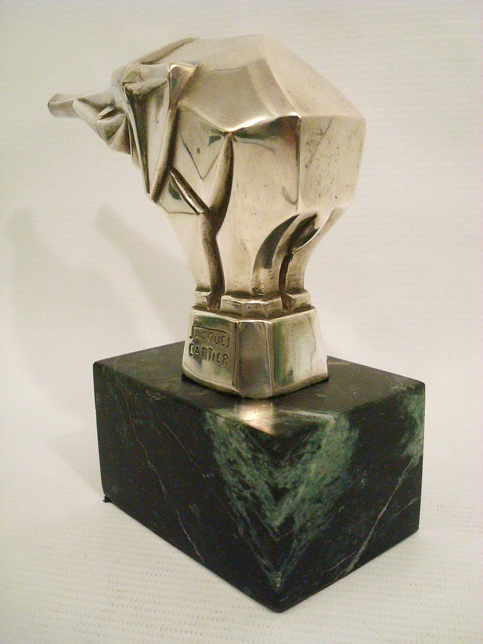 Éléphant de Jacques Cartier, Mascotte de voiture Art Déco / Cubiste / Hood Ornamental 1920's en vente 1
