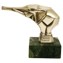 Elefante di Jacques Cartier, mascotte per auto in stile Art Deco / Cubista / ornamento per il cofano del 1920