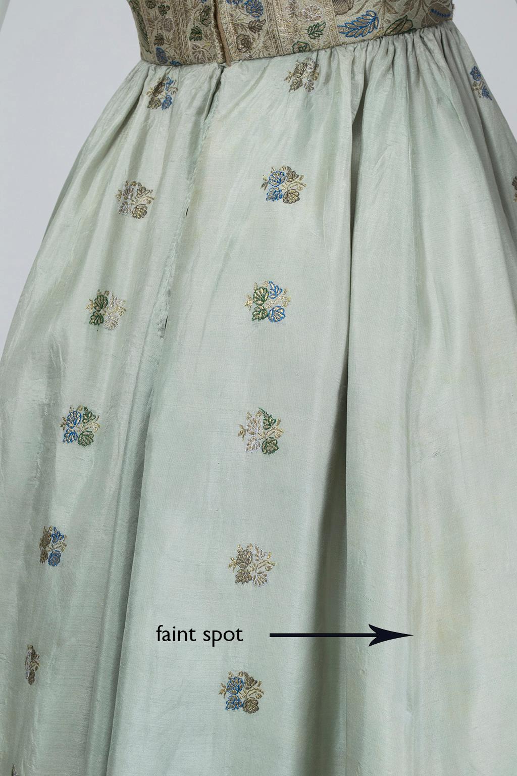 Jacques Cassia Couture Strapless Silver Brocade Party Dress - S, 1950s For Sale 2