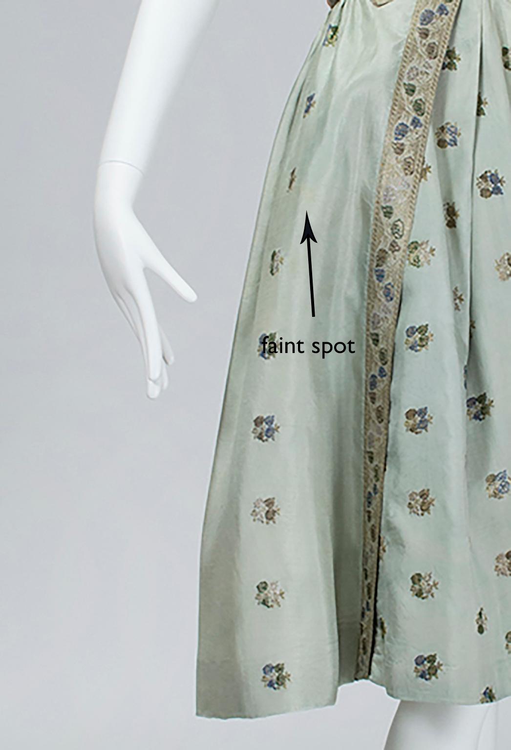 Jacques Cassia Couture Strapless Silver Brocade Party Dress - S, 1950s For Sale 1