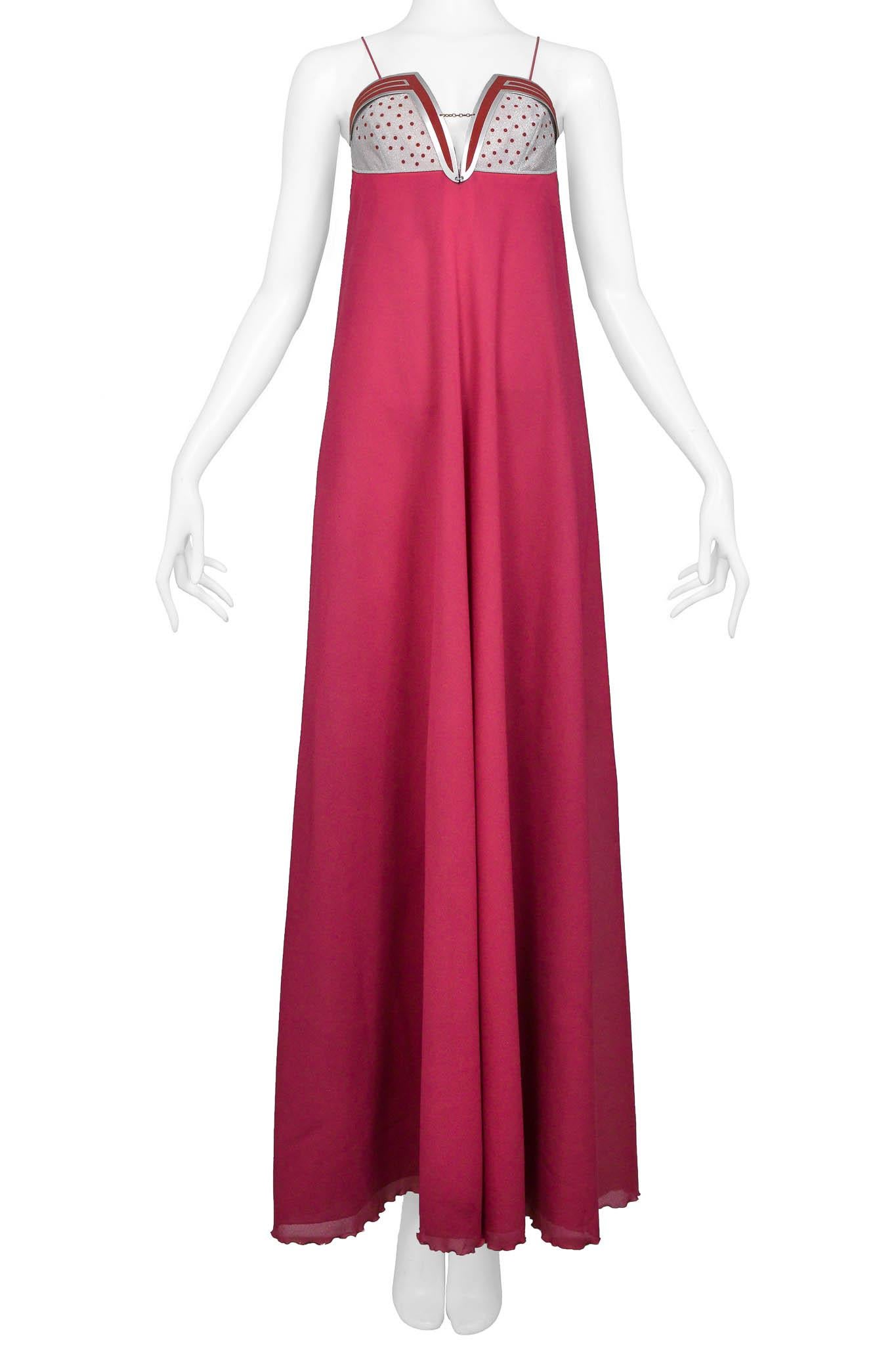 Jacques Cassia Pink Gown With Metal Details In Excellent Condition For Sale In Los Angeles, CA