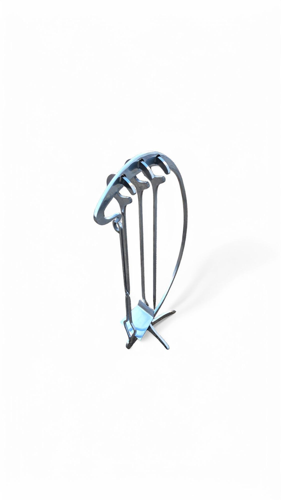 Jacques Charles Chrome Fire Place Tools For Sale 5