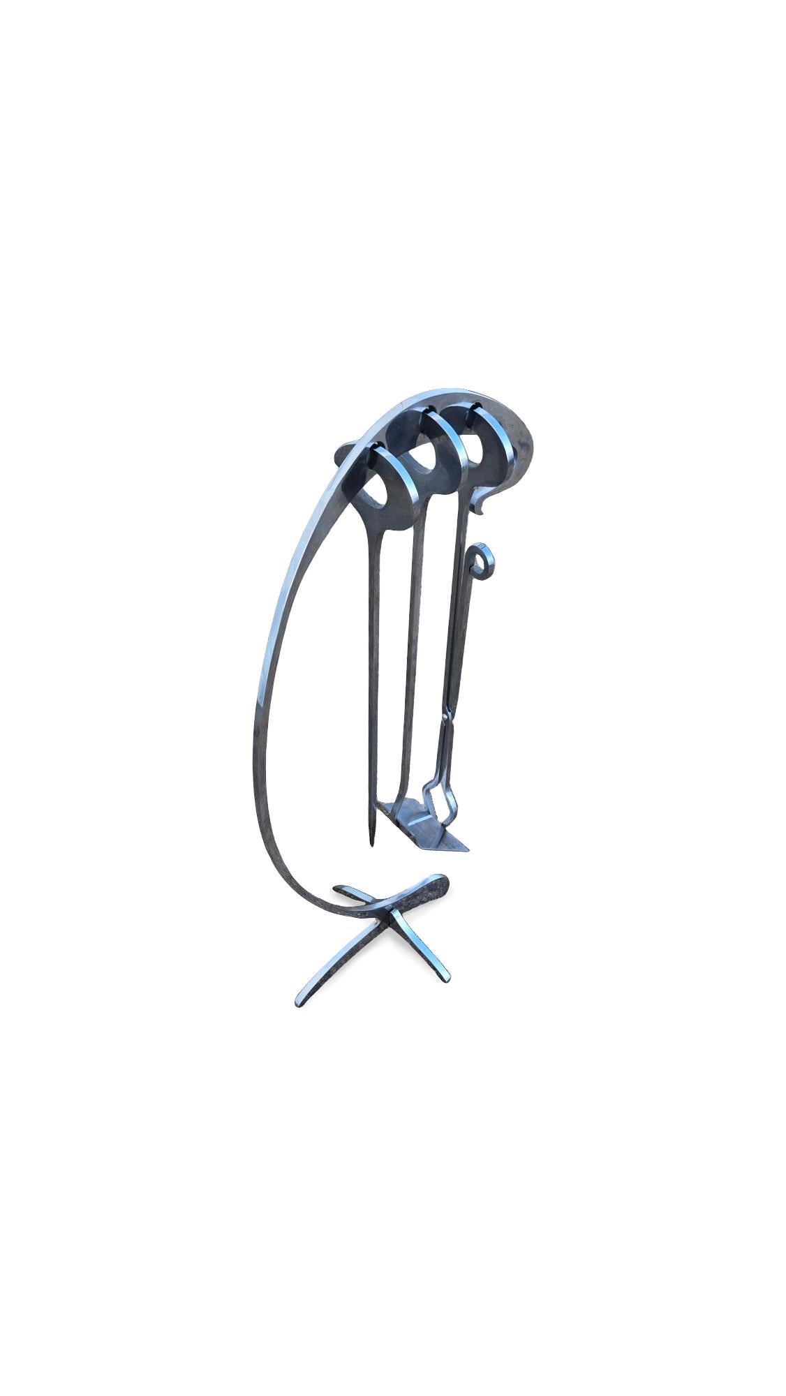 Jacques Charles Chrome Fire Place Tools For Sale 7