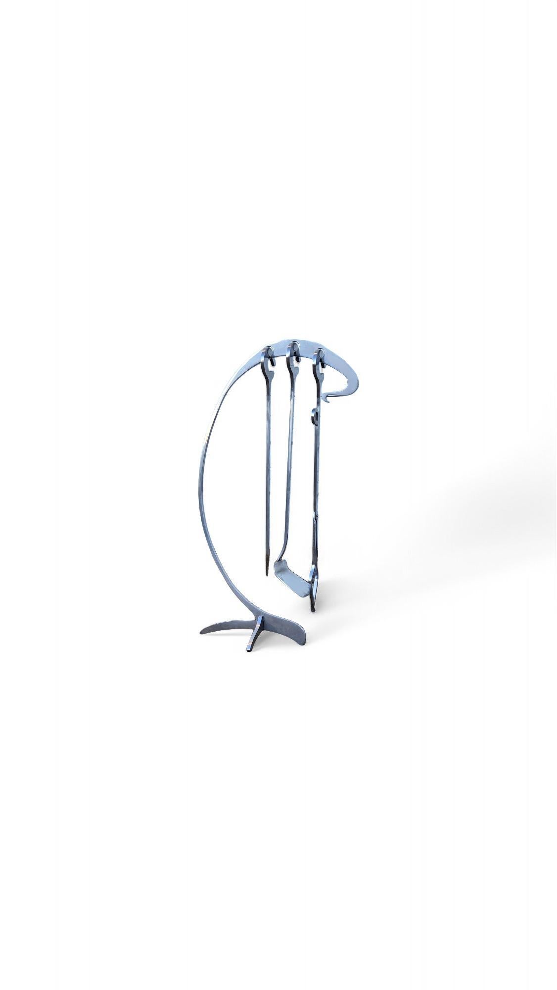 Jacques Charles Chrome Fire Place Tools 