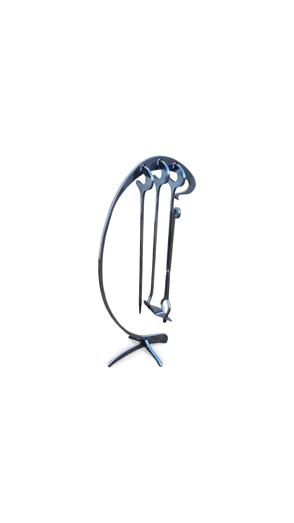 20th Century Jacques Charles Chrome Fire Place Tools For Sale