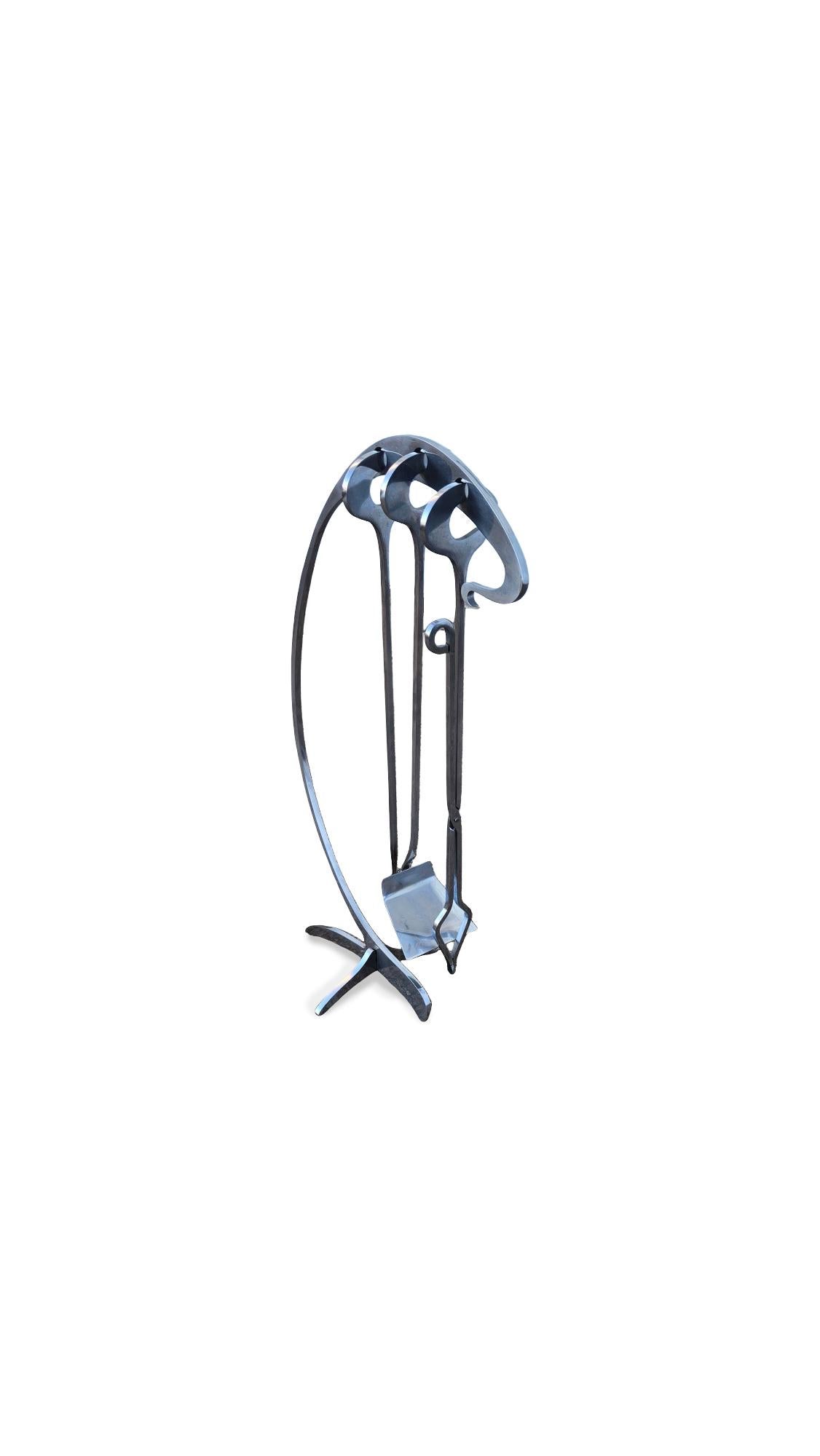 Jacques Charles Chrome Fire Place Tools For Sale 2