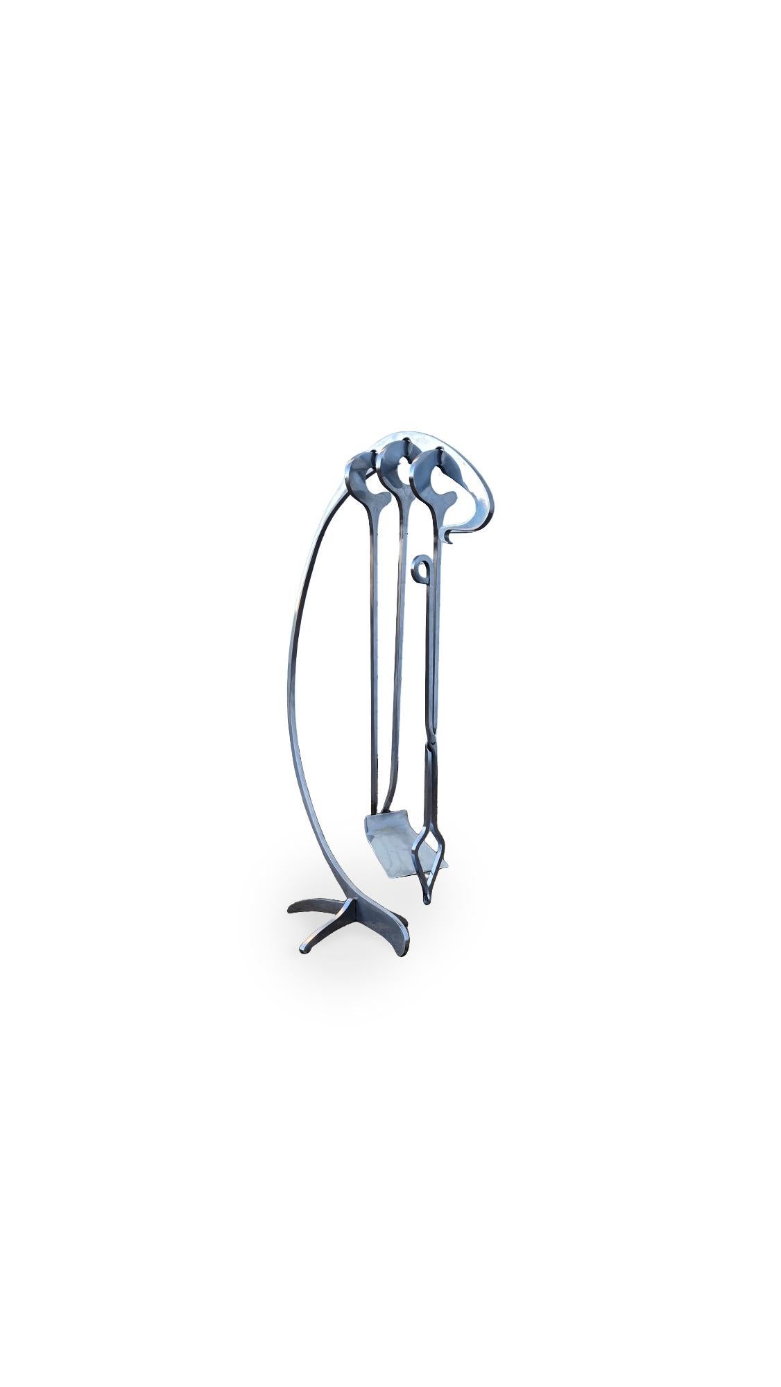 Jacques Charles Chrome Fire Place Tools For Sale 3
