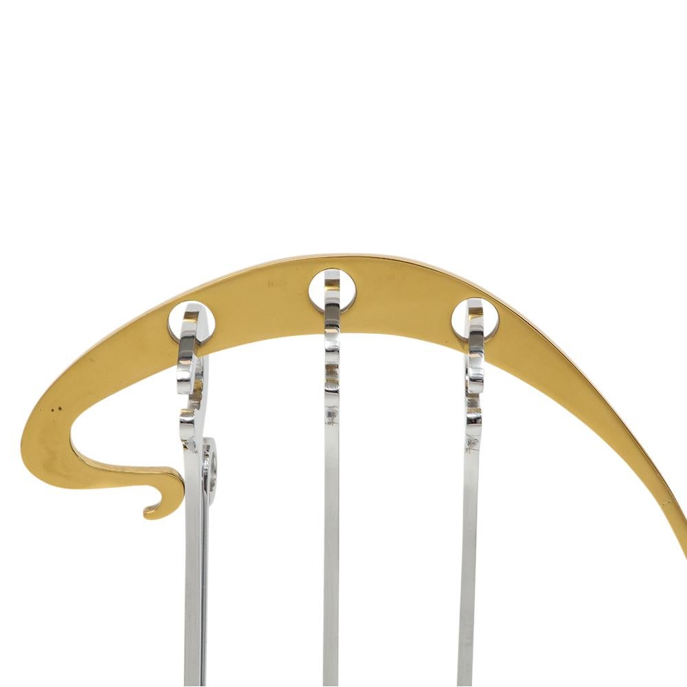 Late 20th Century Jacques Charles Fireplace Tools, Brass, Nickel Chrome For Sale