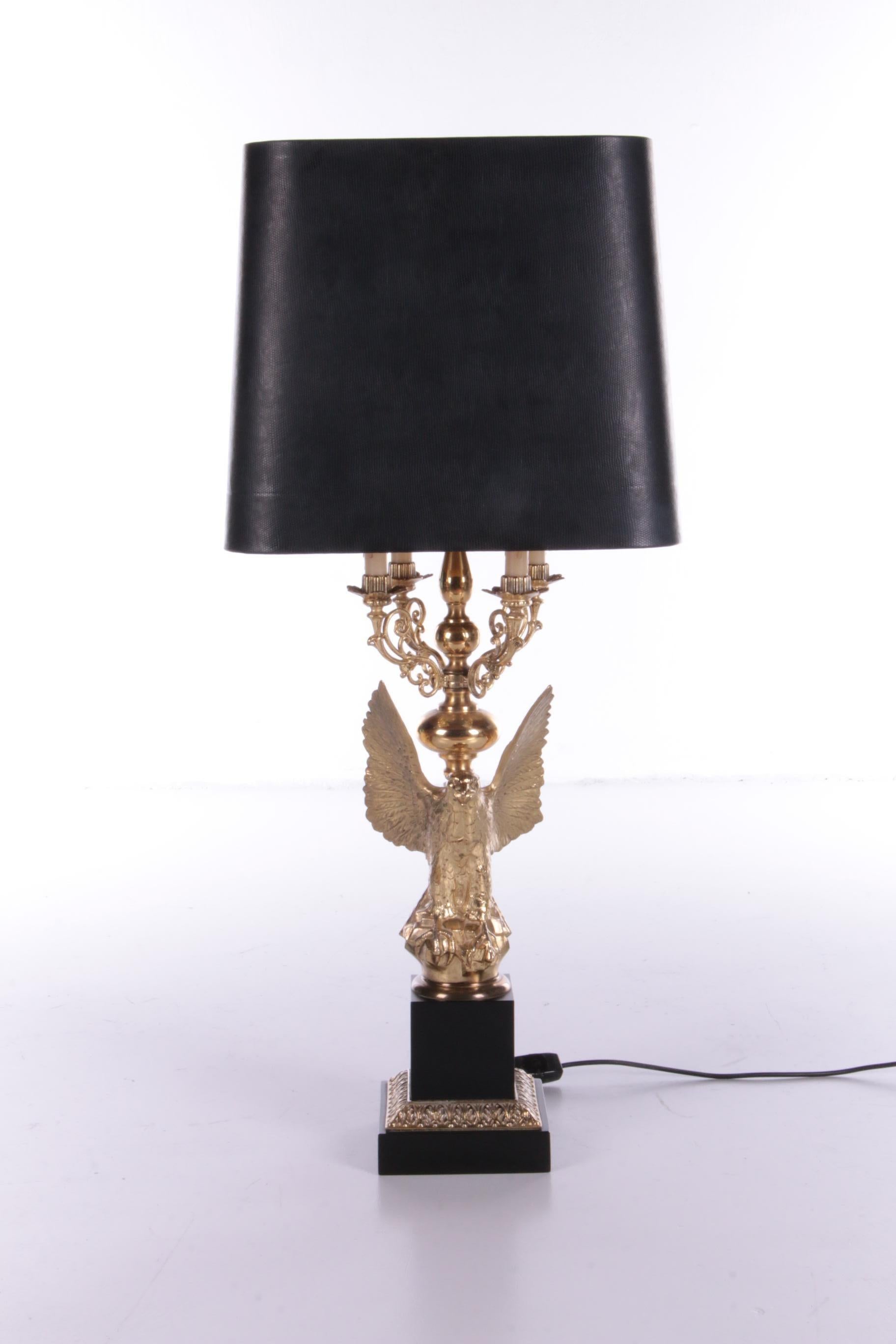 Brass Jacques Charles for Maison Charles, Eagle Guilded Table Lamp by Maison Charles For Sale