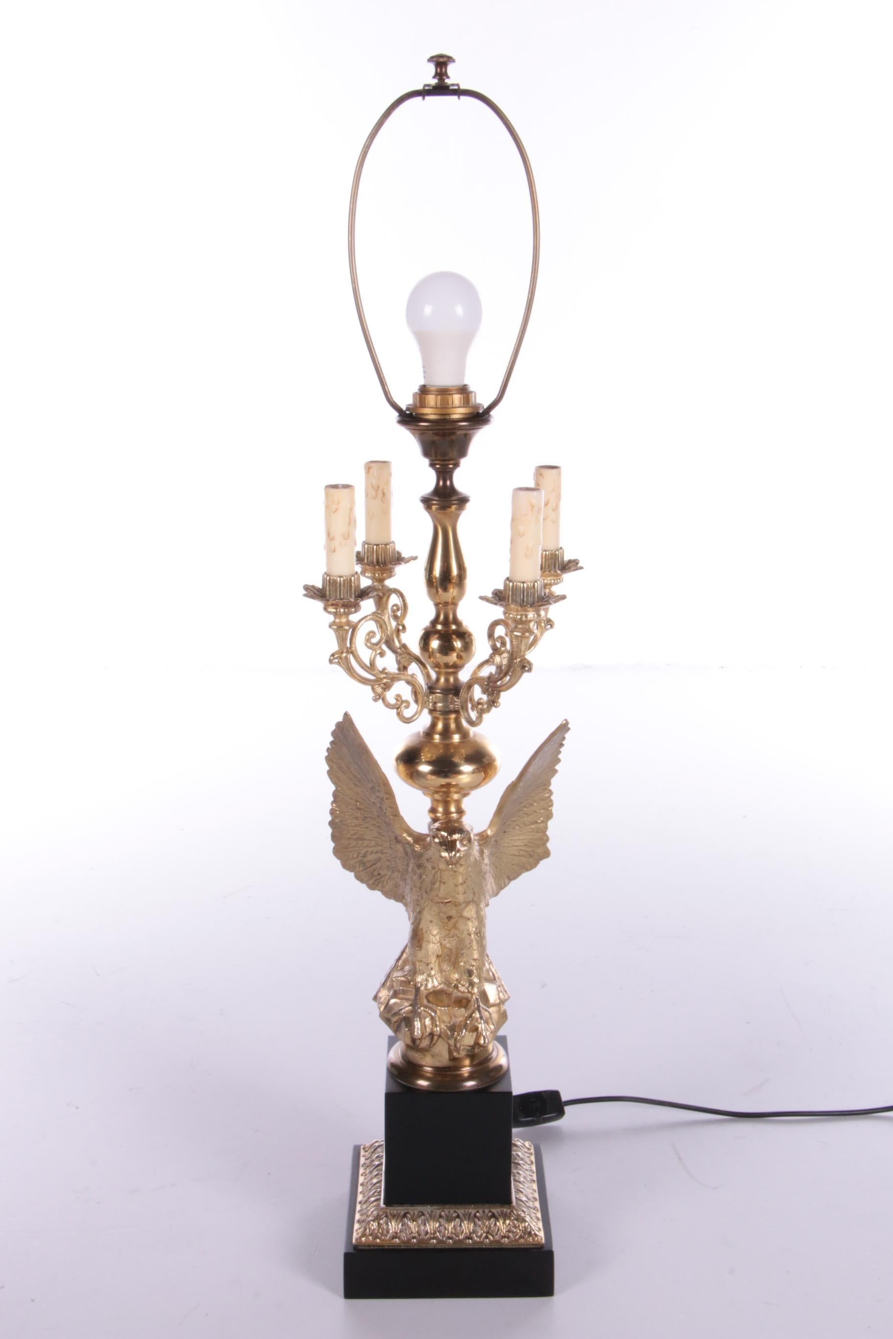 Jacques Charles for Maison Charles, Eagle Guilded Table Lamp by Maison Charles 8