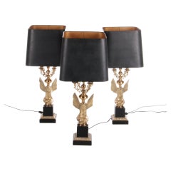 Vintage Jacques Charles for Maison Charles, Eagle Guilded Table Lamp by Maison Charles
