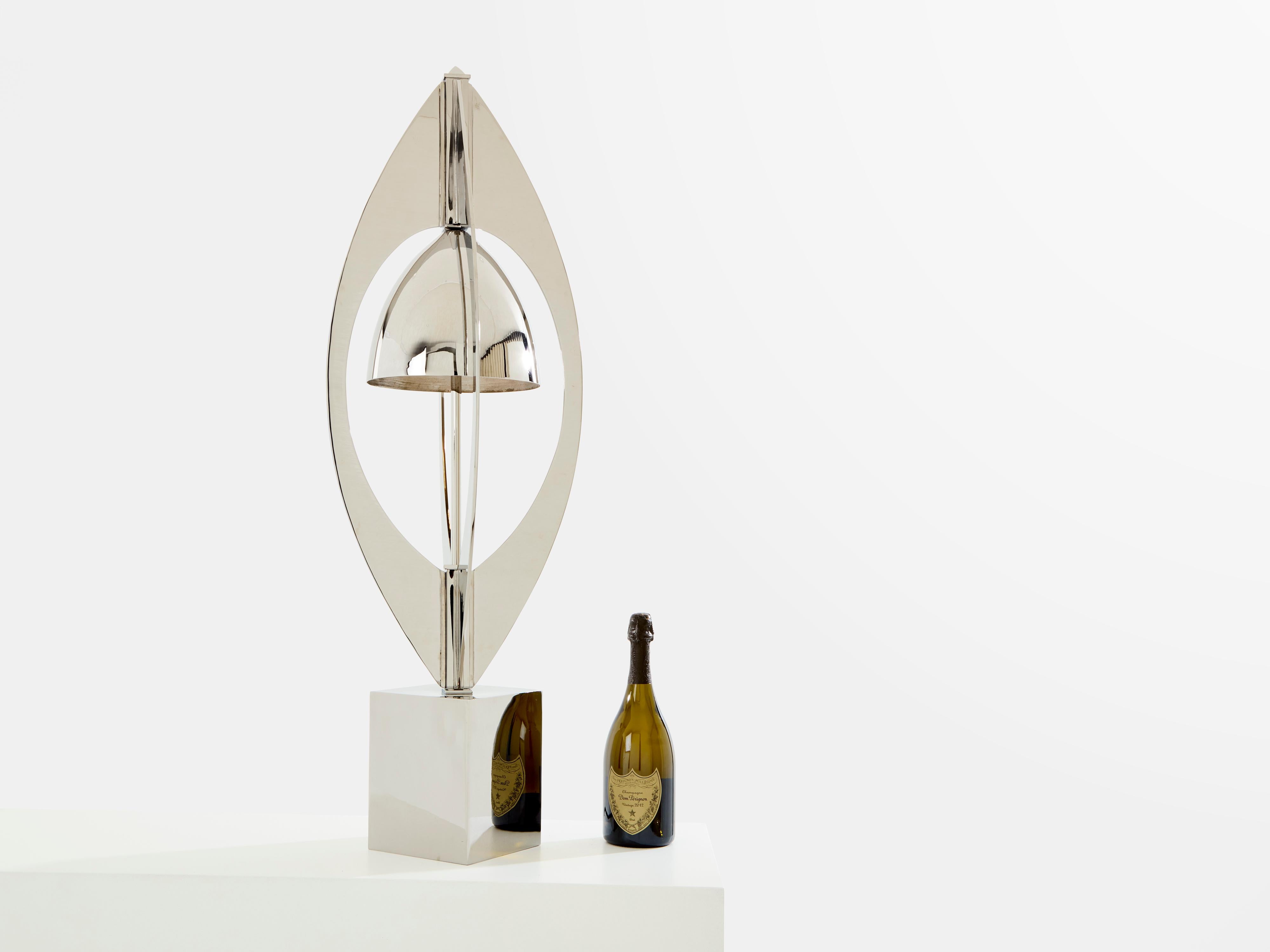 Jacques Charles for Maison Charles Ogive nickel metal lamp 1965 For Sale 3