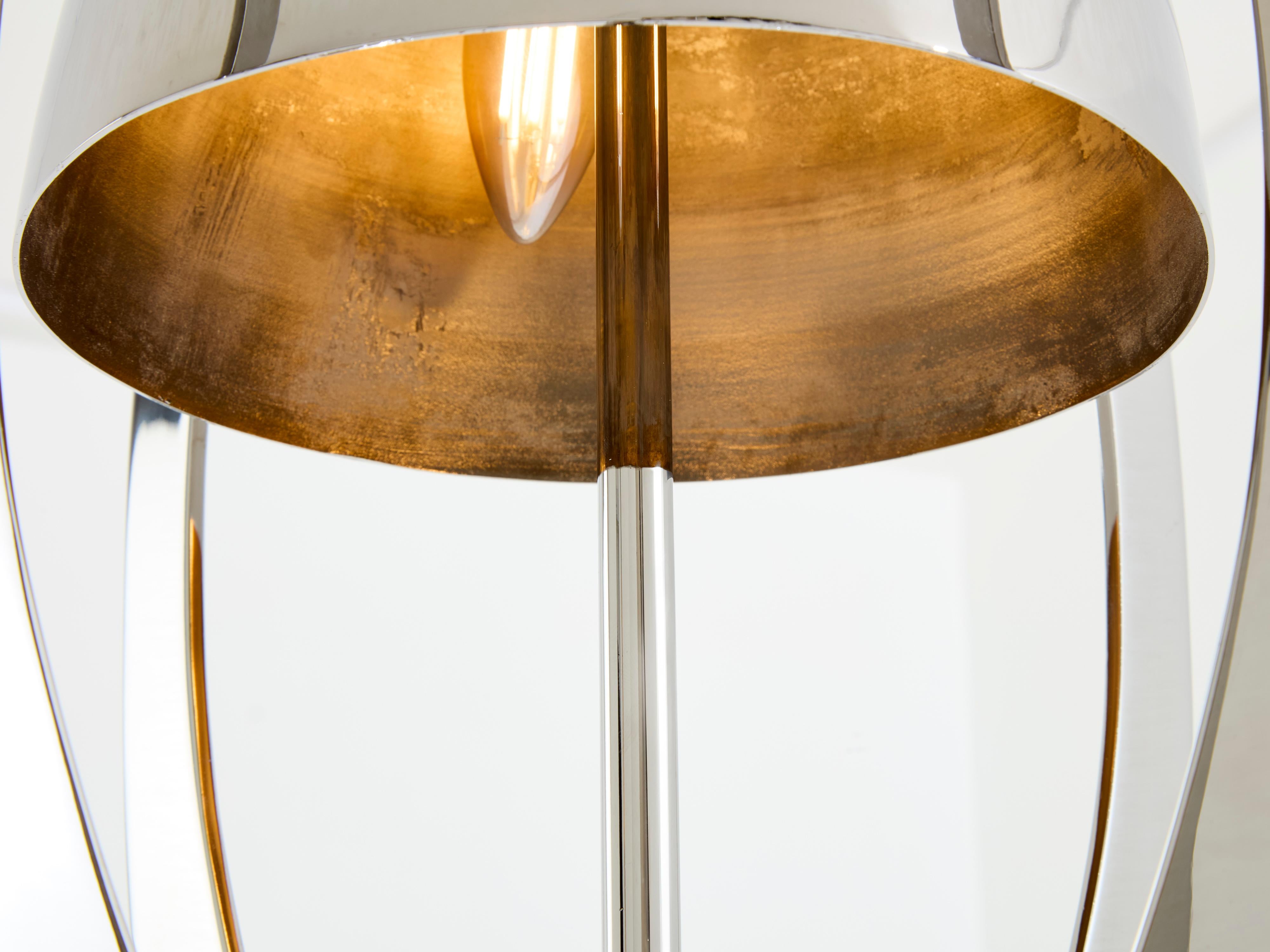 Jacques Charles for Maison Charles Ogive nickel metal lamp 1965 In Good Condition For Sale In Paris, IDF