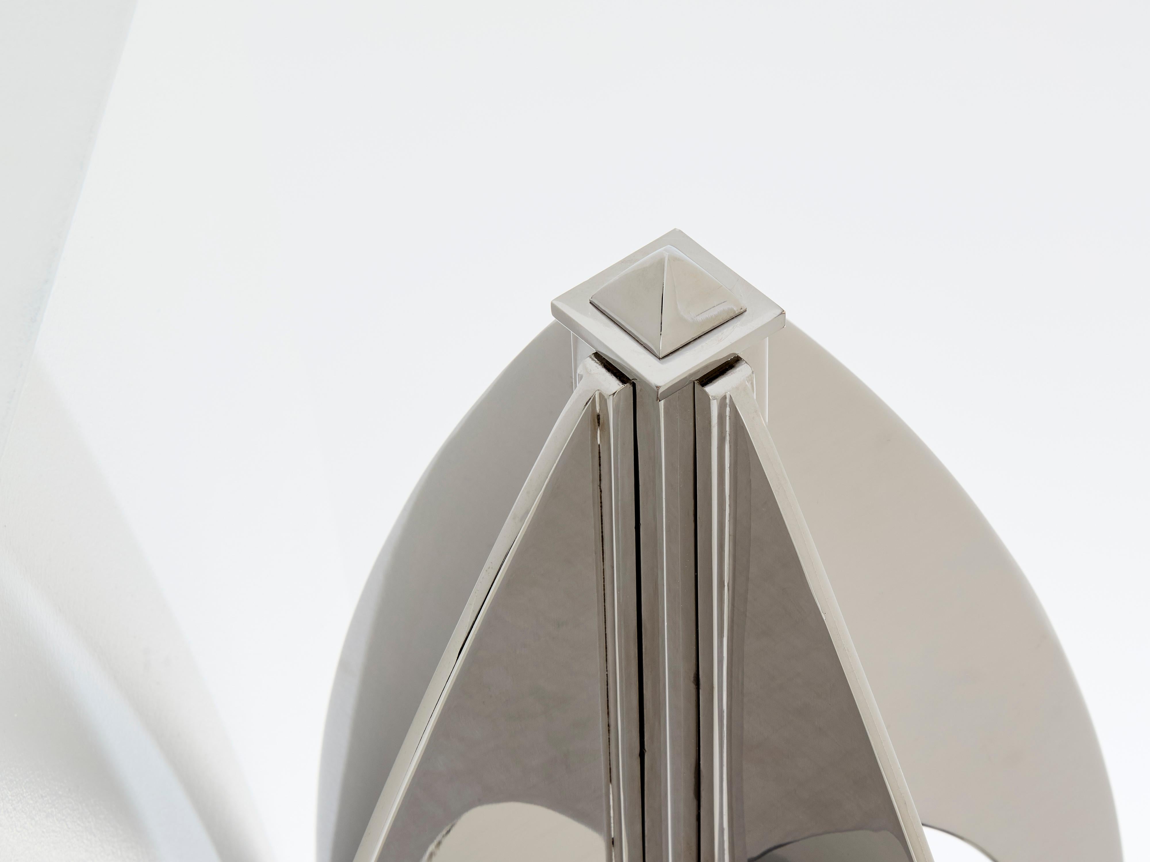 Jacques Charles for Maison Charles Ogive nickel metal lamp 1965 For Sale 1