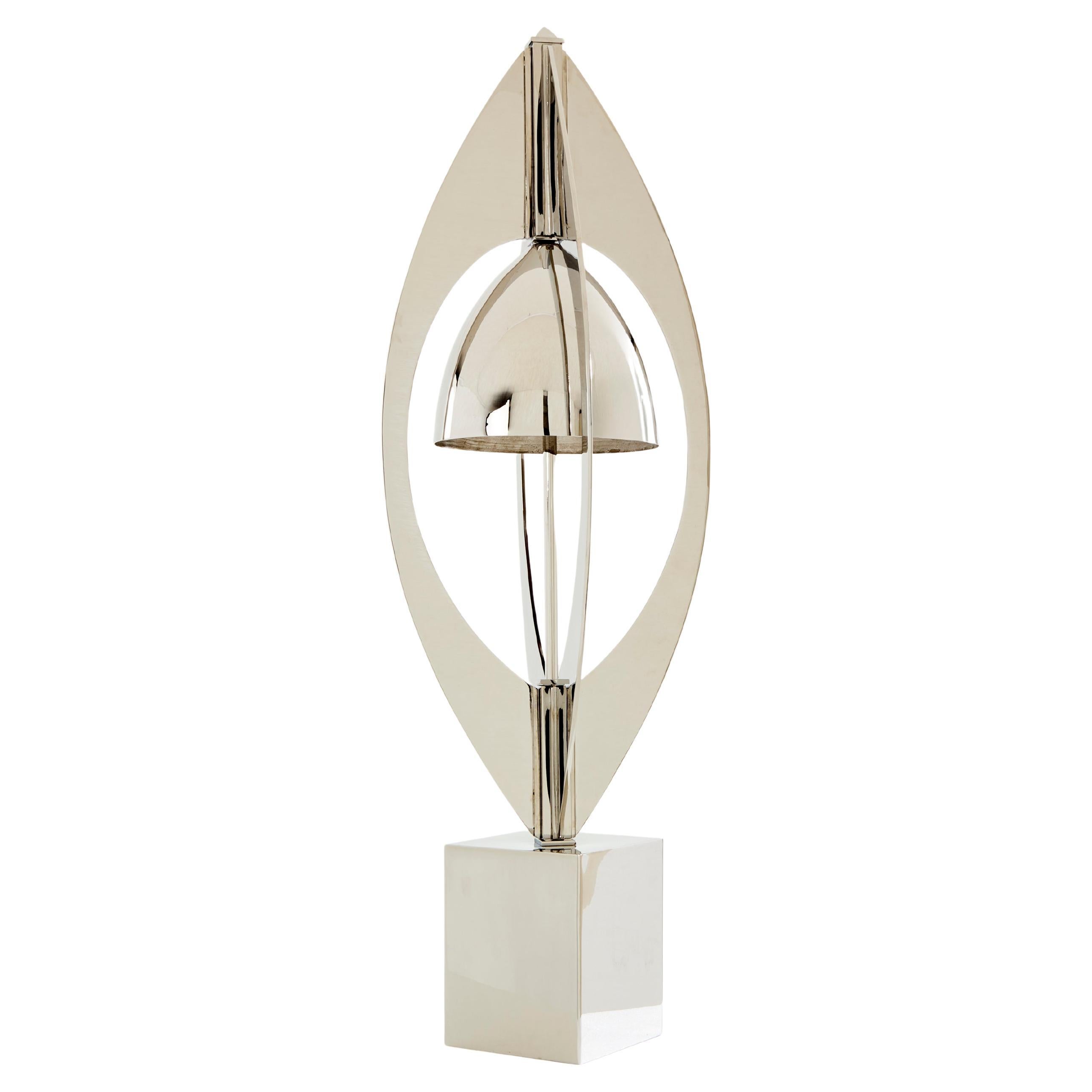 Jacques Charles para Maison Charles Lámpara de metal niquelado Ogive 1965