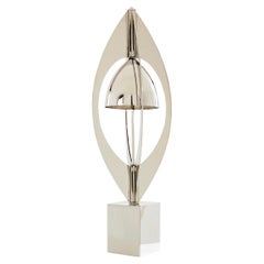 Jacques Charles for Maison Charles Ogive nickel metal lamp 1965