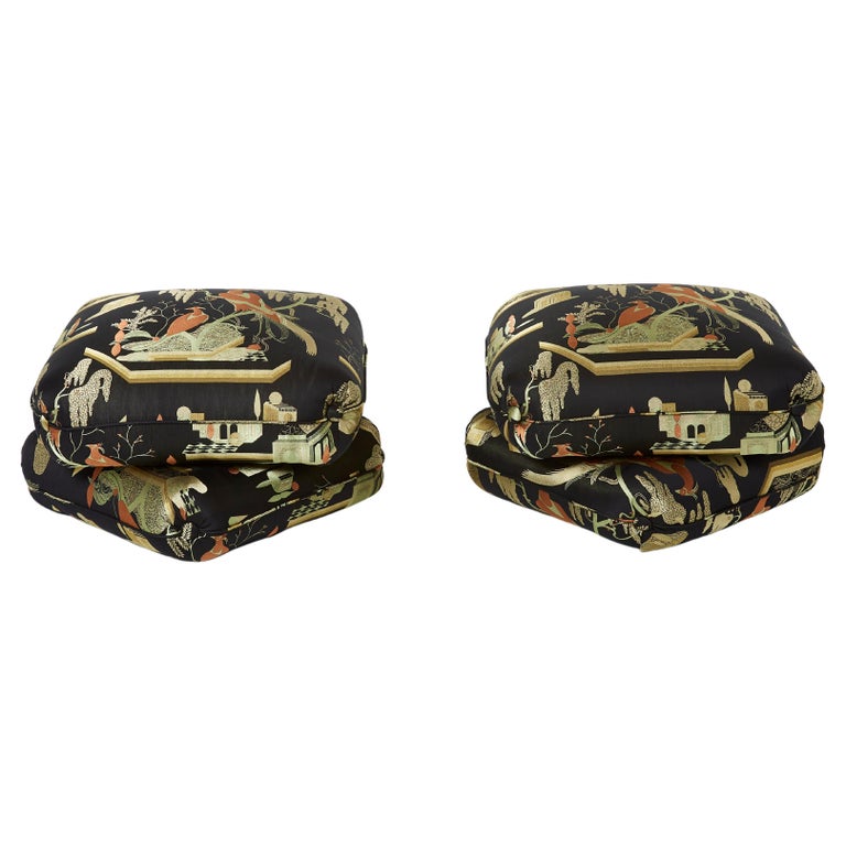 Jacques Charpentier for Maison Jansen Pair of Ottomans Dedar 
