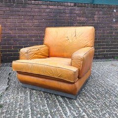 Jacques Charpentier for Roche Bobois 1970s Leather Armchair Chrome Vintage