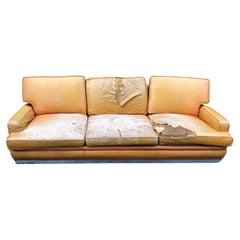 Vintage Jacques Charpentier for Roche Bobois Three Seater 1970s Leather And Chrome Sofa 