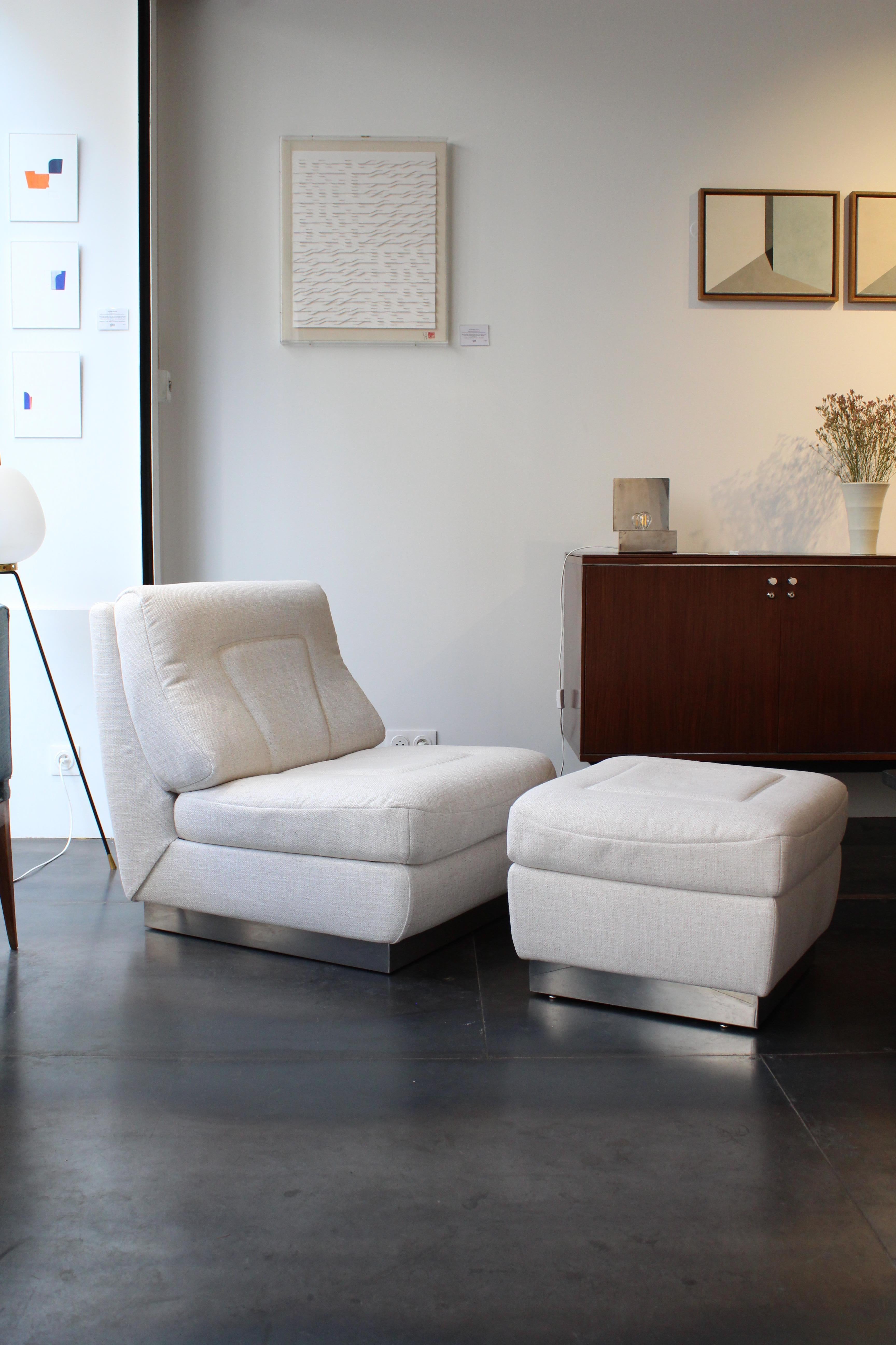 Chaise longue et pouf Jacques Charpentier, 1970 Bon état - En vente à Paris, IDF