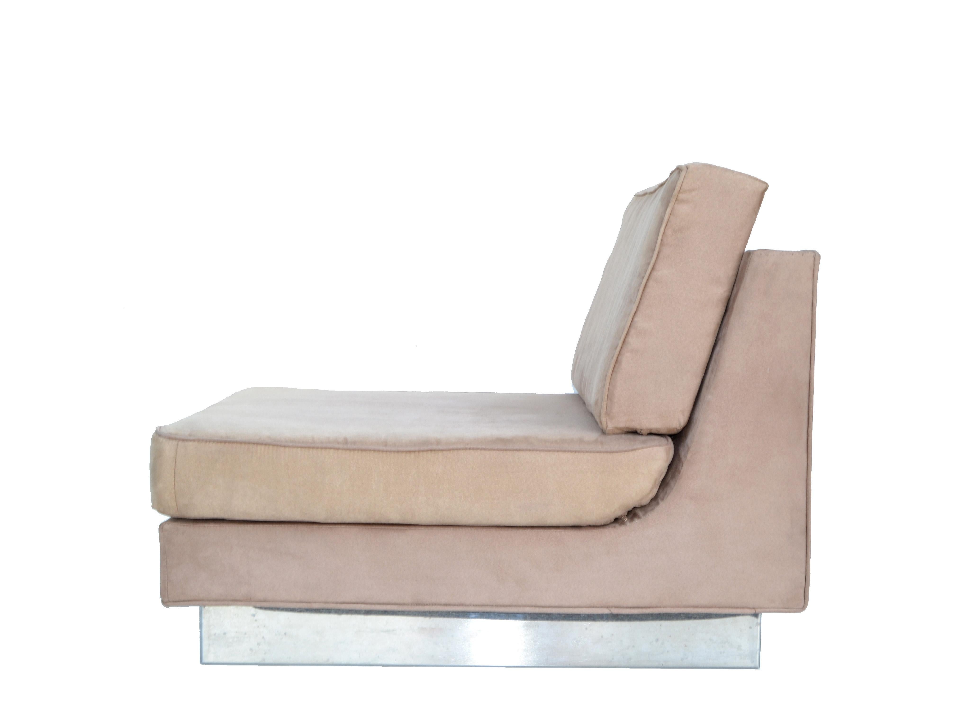 Jacques Charpentier Loveseat & Lounge Chair in Beige Ultrasuede 1970 France For Sale 7