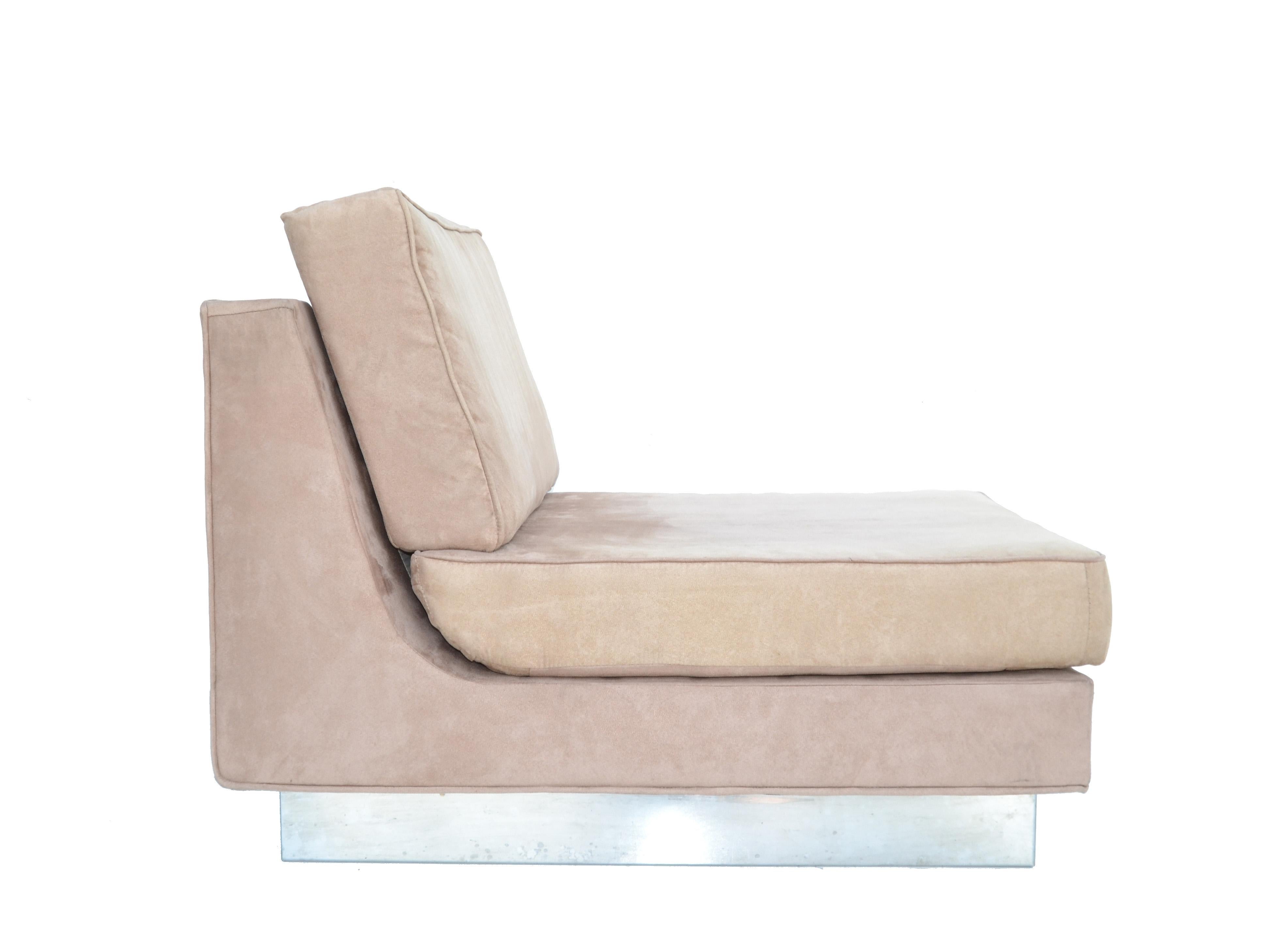 Jacques Charpentier Loveseat & Lounge Chair in Beige Ultrasuede 1970 France For Sale 8