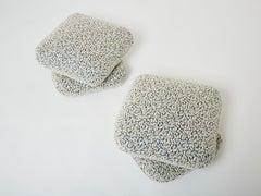 Jacques Charpentier Pair of Ottomans Stools Alpaca Bouclé Maison Jansen, 1970s
