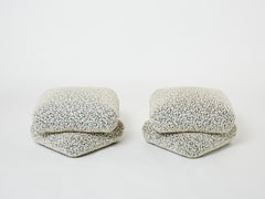 Jacques Charpentier paire d'ottomans tabourets alpaga bouclé Maison Jansen 1970