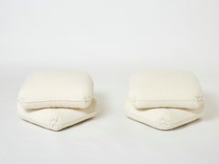 Jacques Charpentier Pair of Ottomans Stools Bouclé Maison Jansen, 1970s