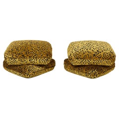 Jacques Charpentier Pair of Ottomans Stools Velvet Maison Jansen, 1970s