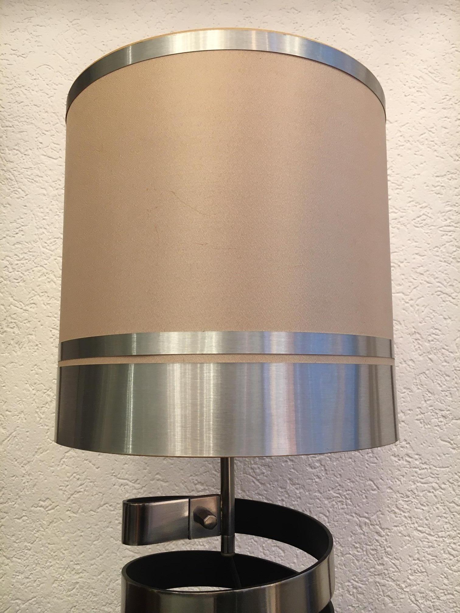 Jacques Charpentier Stainless Steel Table Lamp France, circa 1970 In Good Condition For Sale In Geneva, CH