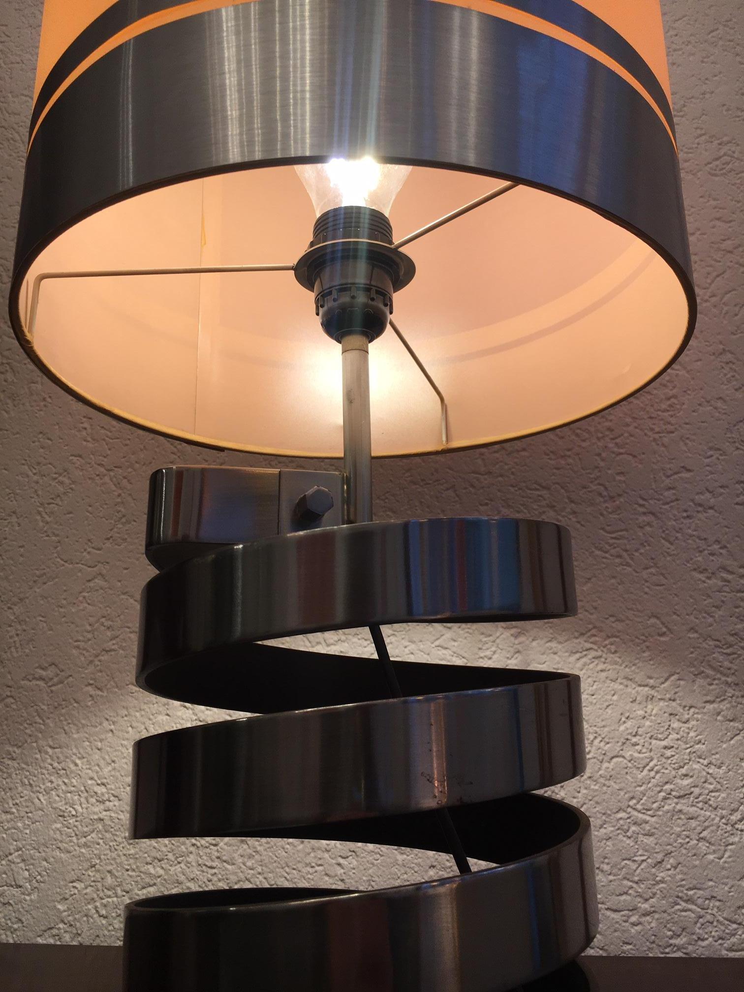 Fin du 20e siècle Lampe de table en acier inoxydable Jacques Charpentier France:: circa 1970 en vente