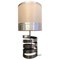 Jacques Charpentier Stainless Steel Table Lamp France, circa 1970