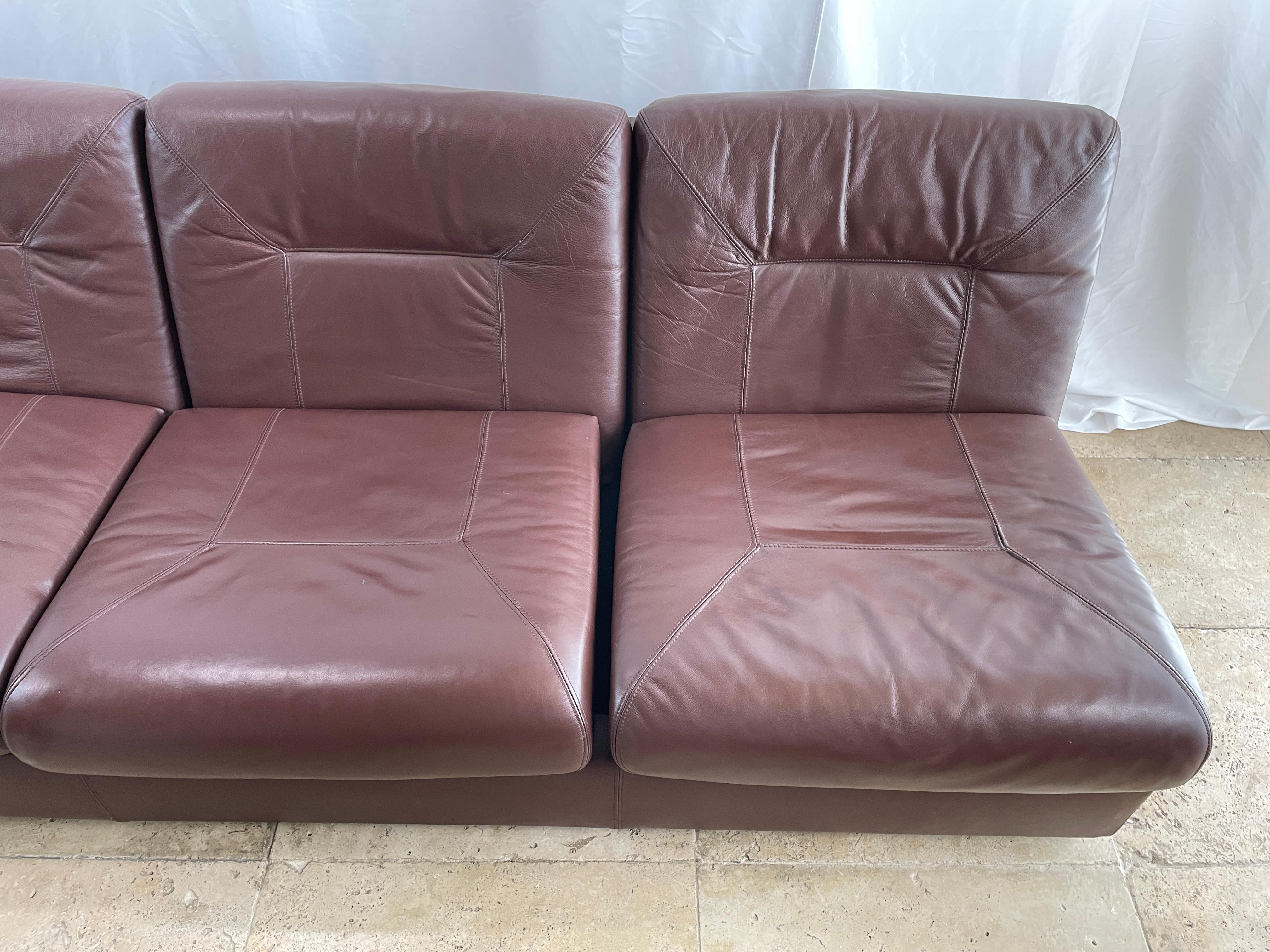 Jacques Charpentier Style, Living Room Brown Leather Set 3