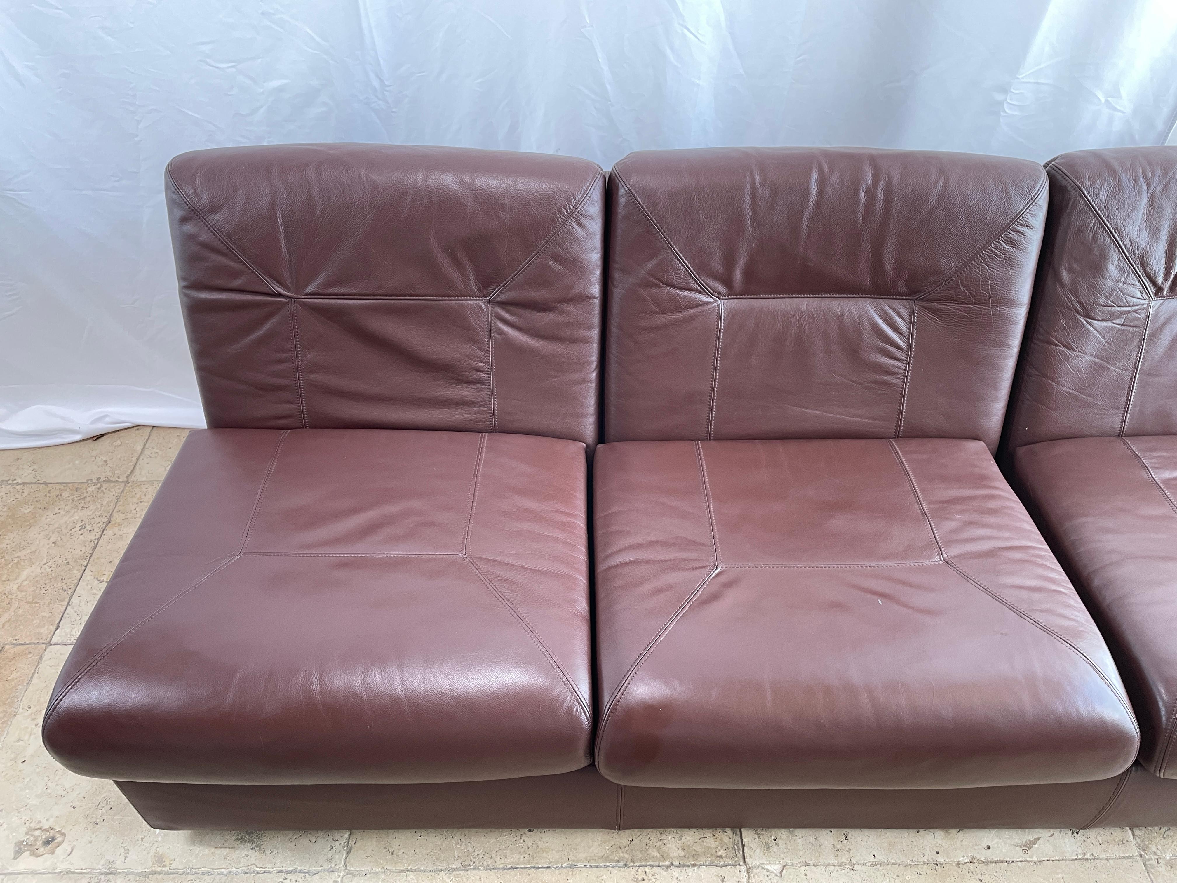 Jacques Charpentier Style, Living Room Brown Leather Set 2