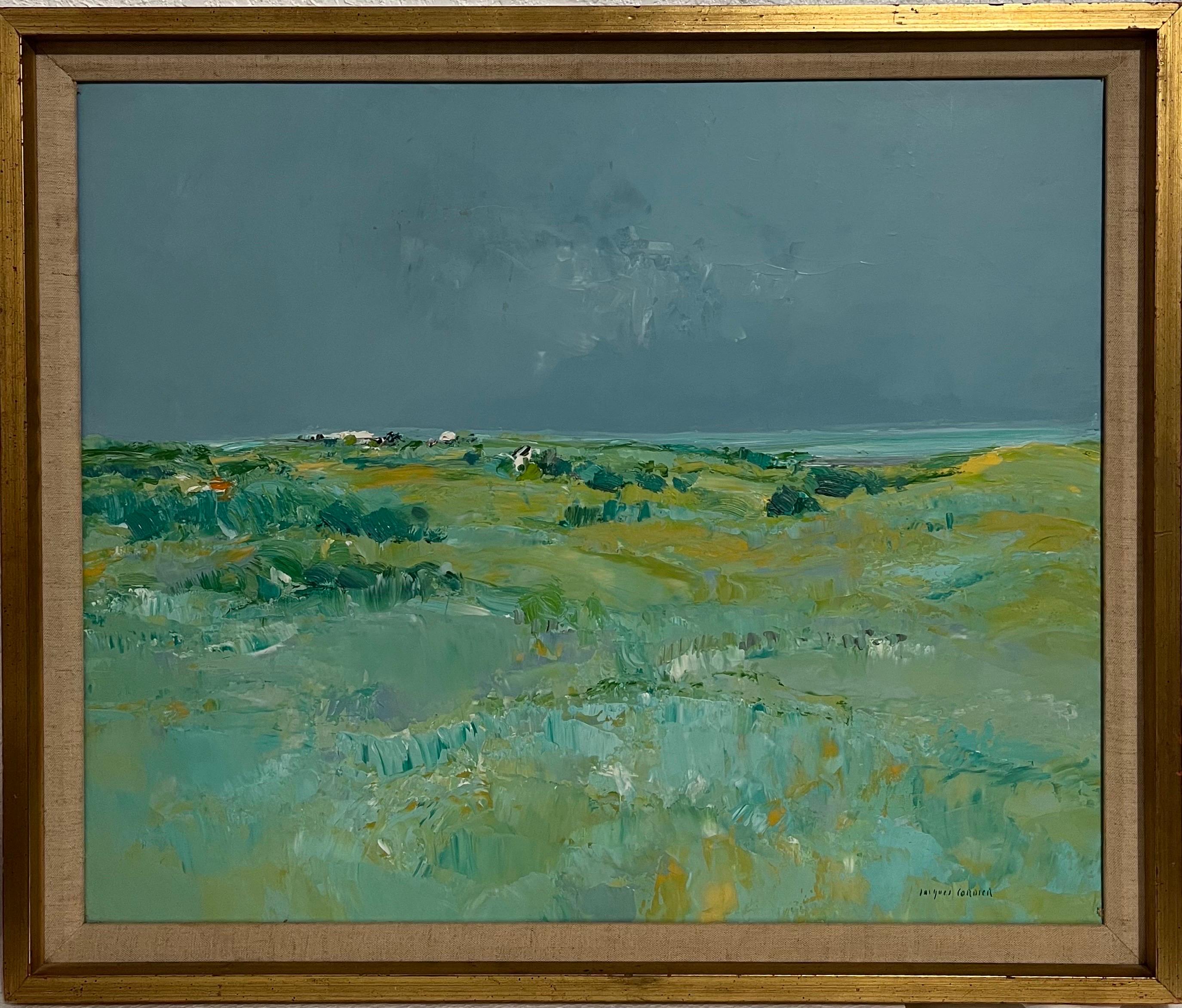 Pittura ad olio modernista francese astratta Fauvist Beach Landscape Jacques Cordier 1