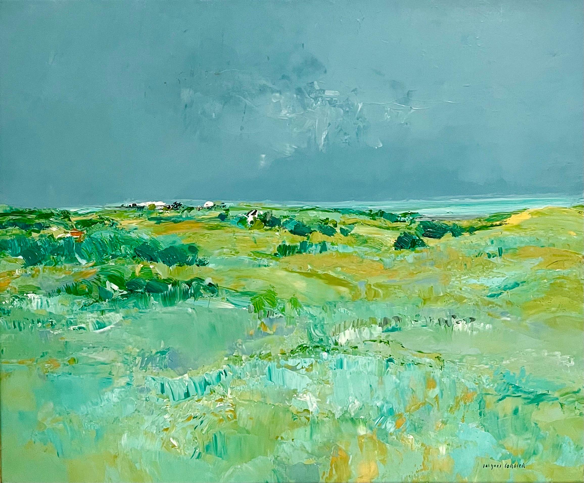 Pittura ad olio modernista francese astratta Fauvist Beach Landscape Jacques Cordier 6
