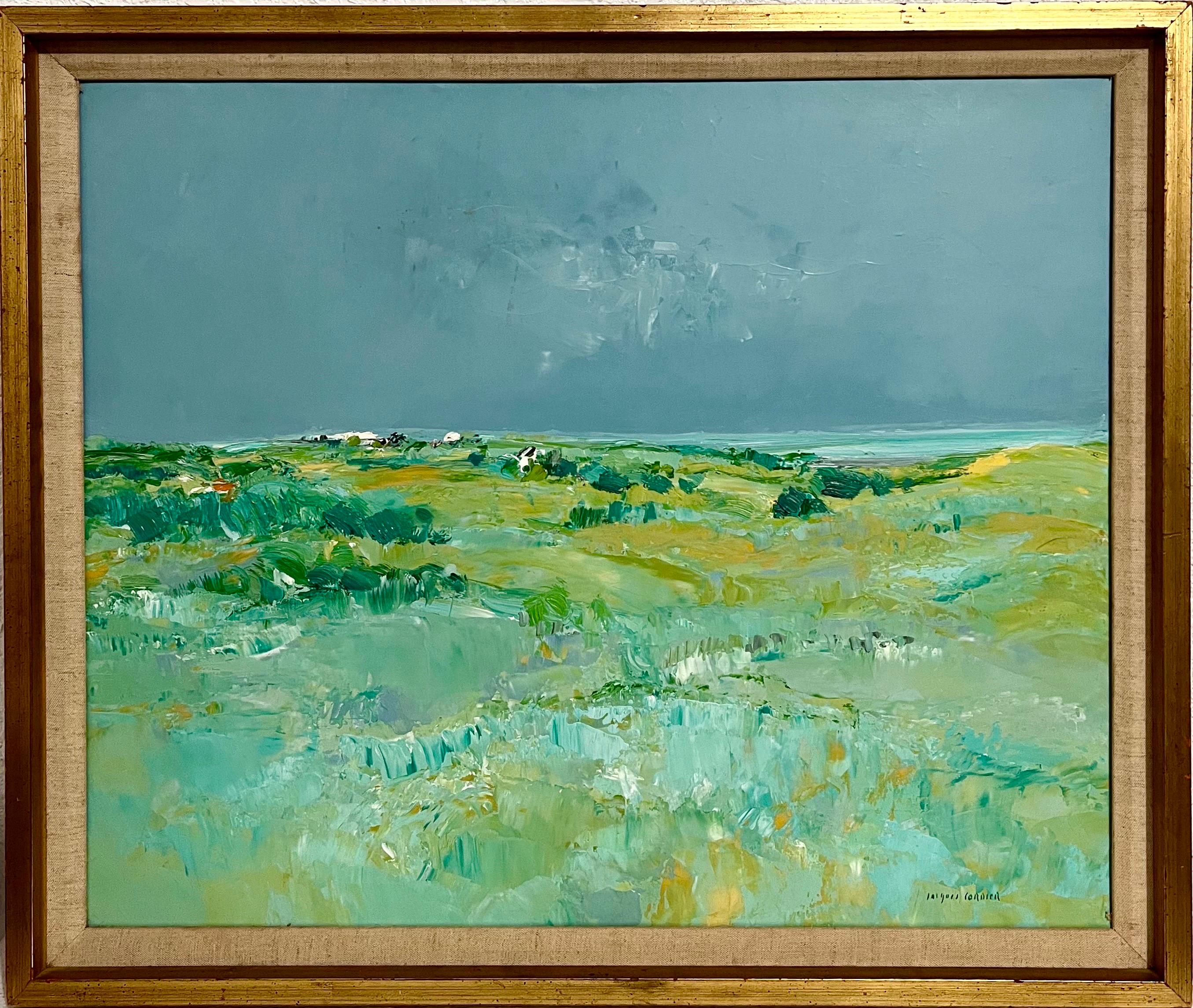Pittura ad olio modernista francese astratta Fauvist Beach Landscape Jacques Cordier 7