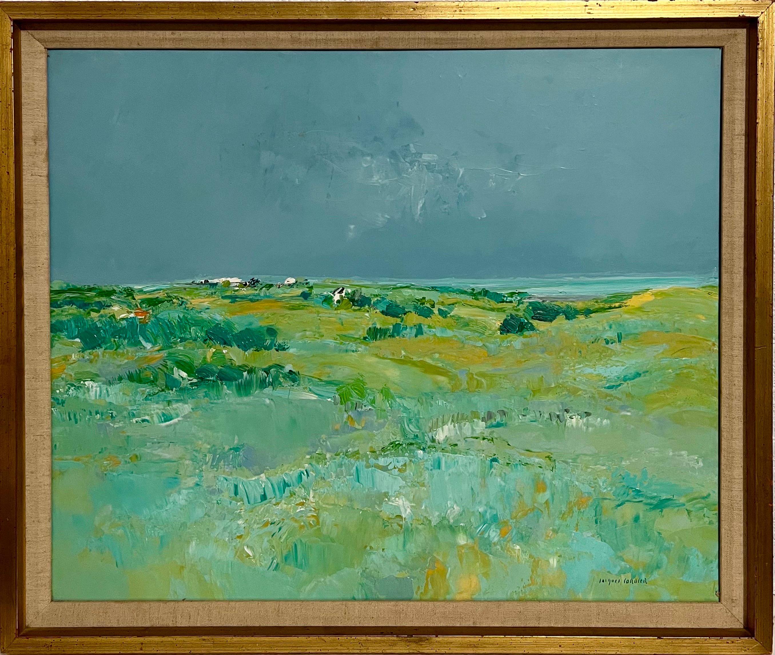 French Modernist Oil Painting Abstract Fauvist Beach Landscape Jacques Cordier