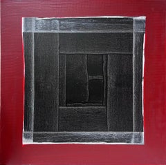 Peinture abstraite expressionniste française, noir et rouge, grande peinture originale