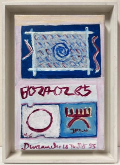 charlotte coulais French Expressionist Abstract Blue and White Original Painting Provenance