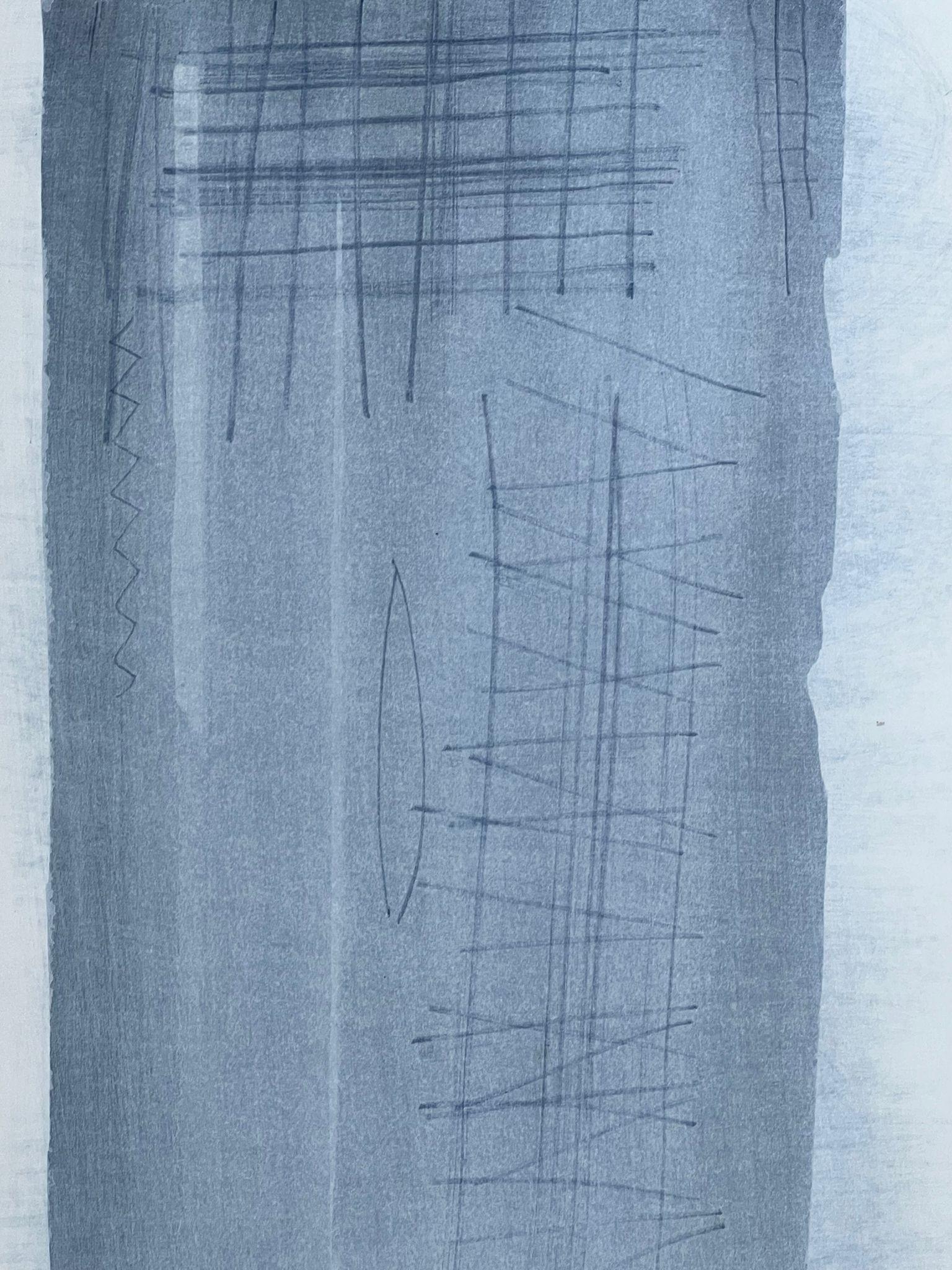 Französisch-expressionistische abstrakte Original-Blau-graue Original-Farbe – Painting von Jacques Coulais (1955-2011)