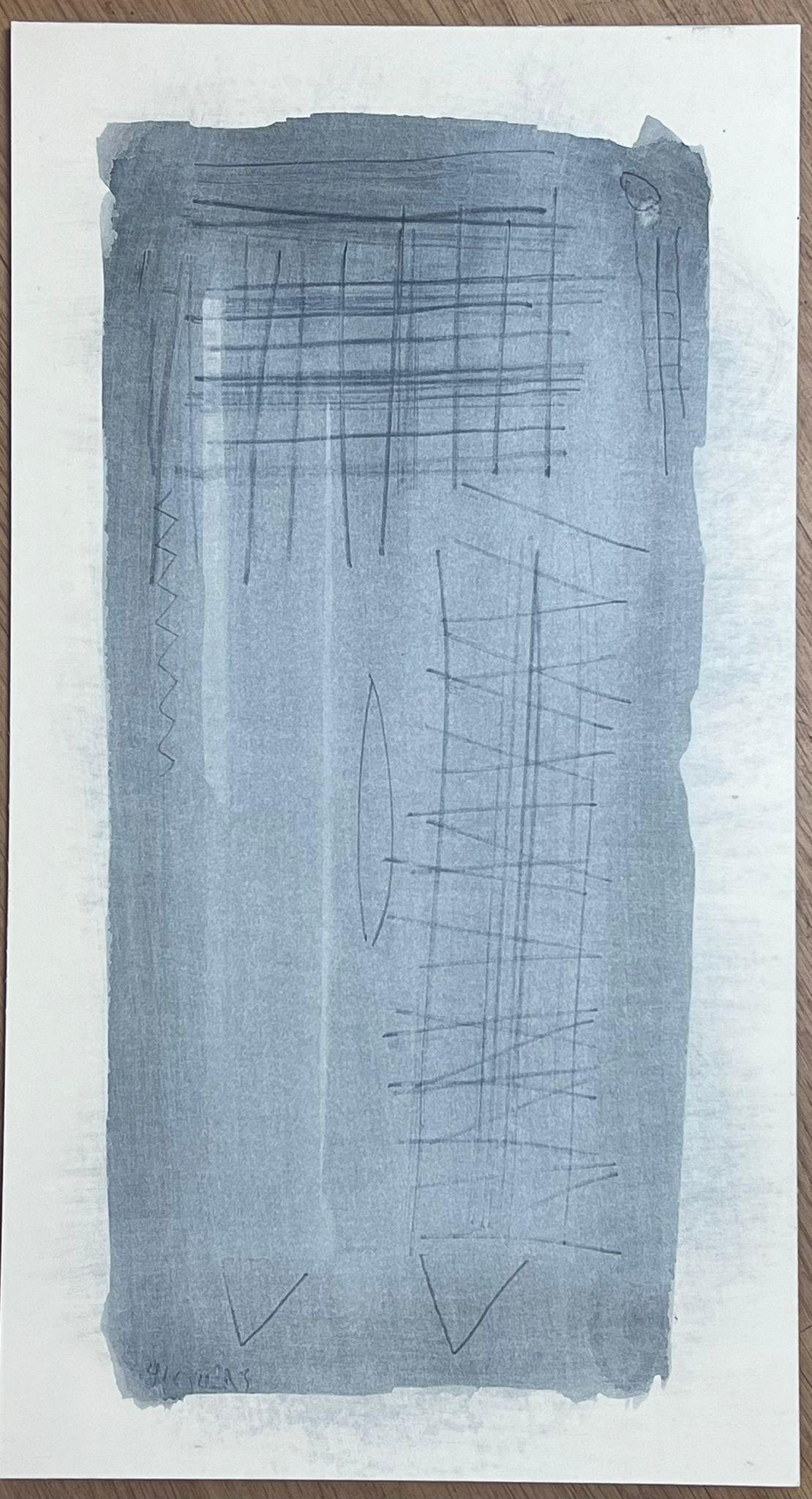 Französisch-expressionistische abstrakte Original-Blau-graue Original-Farbe (Abstrakter Expressionismus), Painting, von Jacques Coulais (1955-2011)