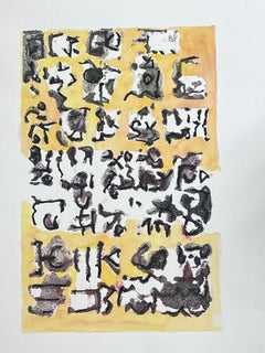 French Expressionist Abstract Original Brown and Yellow Painting