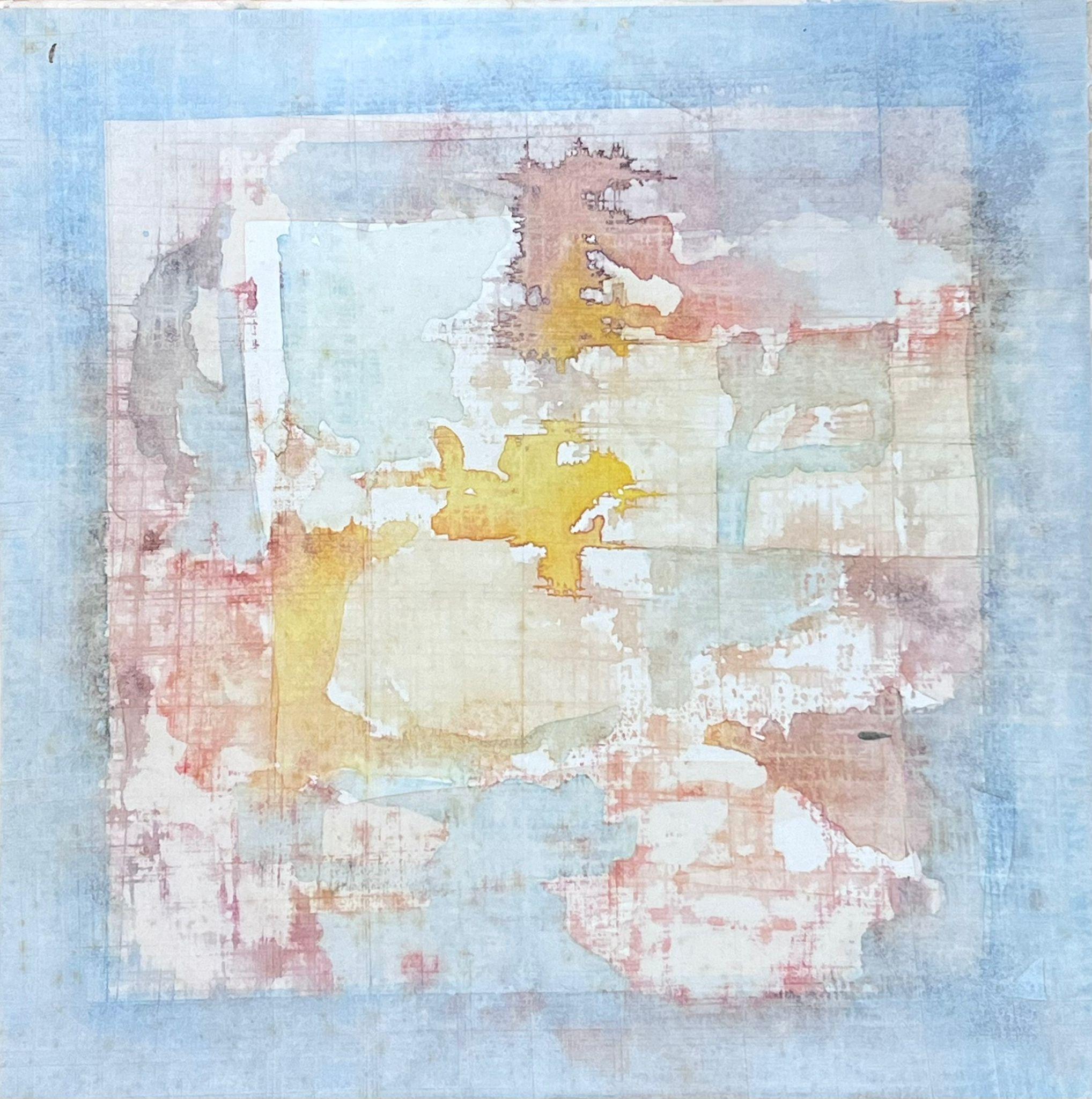 Jacques Coulais (1955-2011) Abstract Painting – Abstrakte Original Hellblaue Original-Farben des französischen Expressionismus