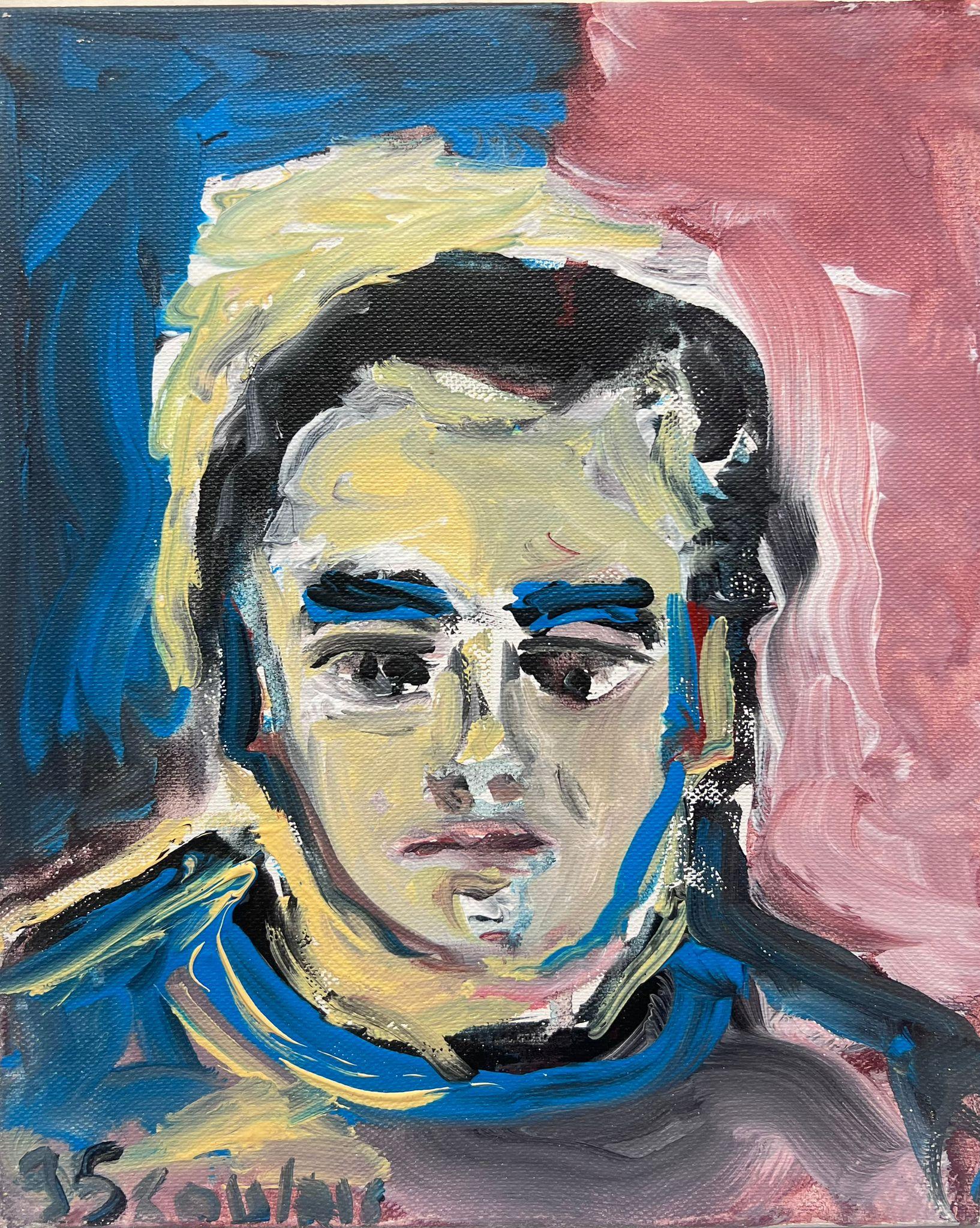 Jacques Coulais (1955-2011) Portrait Painting - French Expressionist Abstract Portrait Of A Man Studio Provenance