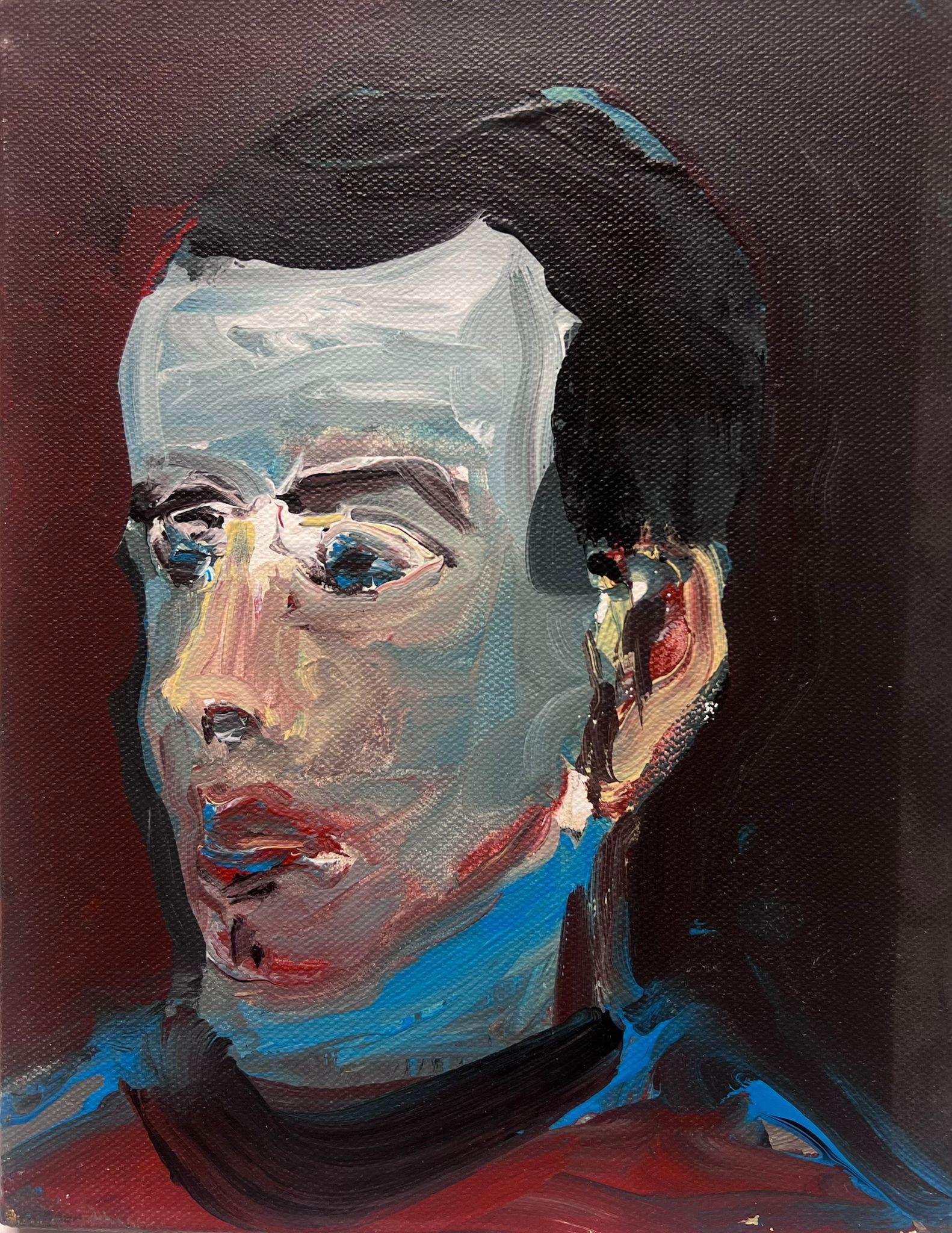 Jacques Coulais (1955-2011) Portrait Painting - French Expressionist Abstract Portrait Of A Man Studio Provenance