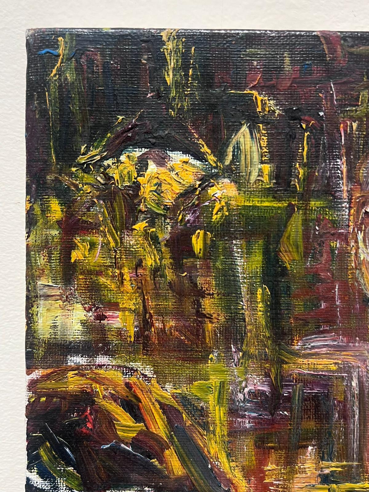 Abstrakt-expressionistische Komposition
von Jacques COULAIS (1955-2011)
signiertes Ölgemälde auf Leinwand
ungerahmt: 9,5 x 7,5 Zoll
Zustand: ausgezeichnet
Provenienz: Alle Gemälde, die wir von diesem Künstler zum Verkauf anbieten, stammen aus dem