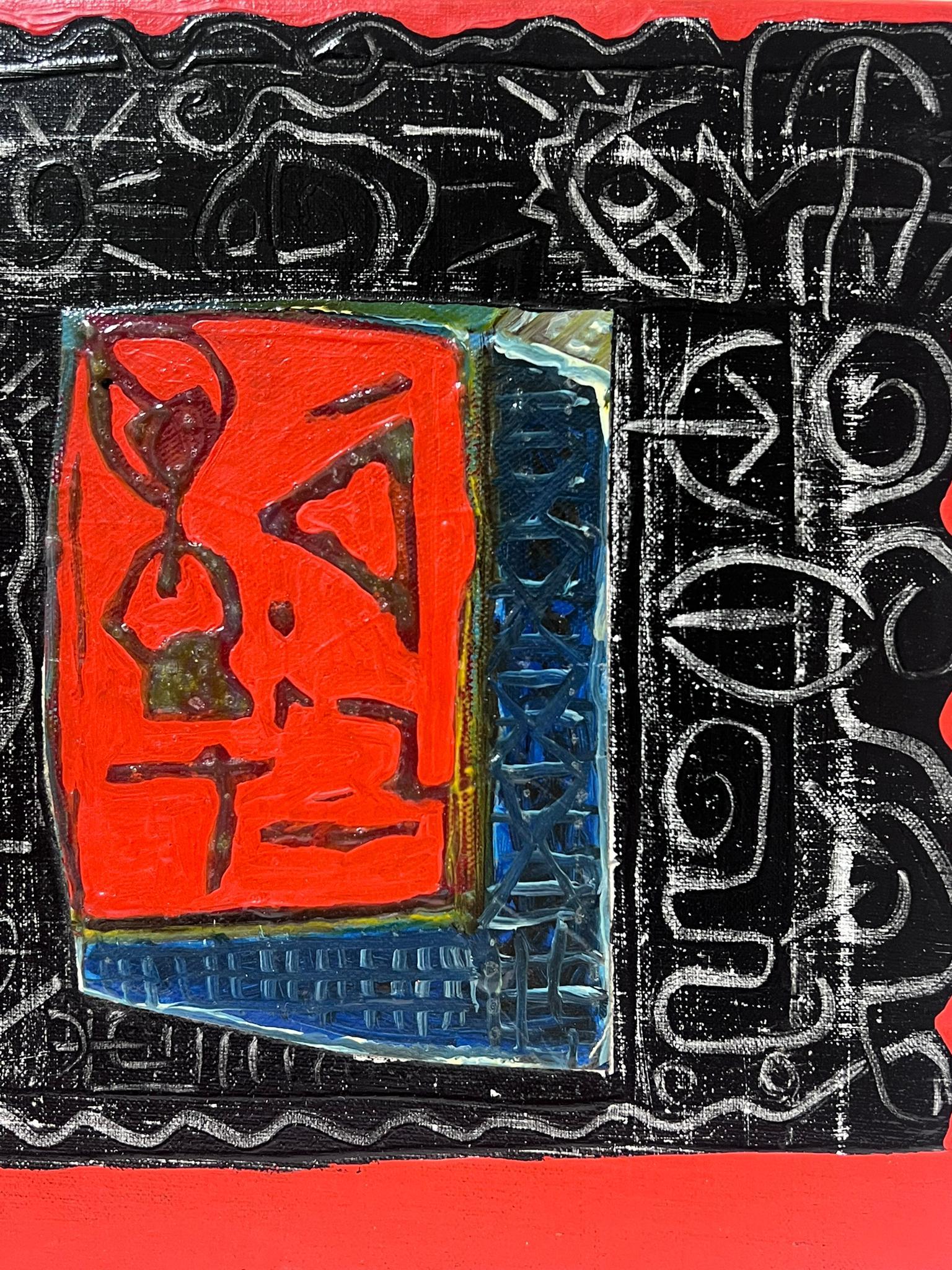 French Expressionist Abstract Red and Black Painting Artists Studio Provenance For Sale 1